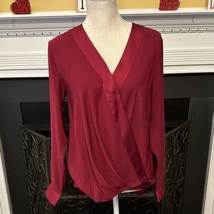 Ann Taylor Elegant Burgundy V-Neck Women's Top